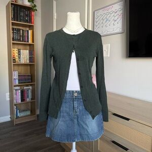 dark green cardigan